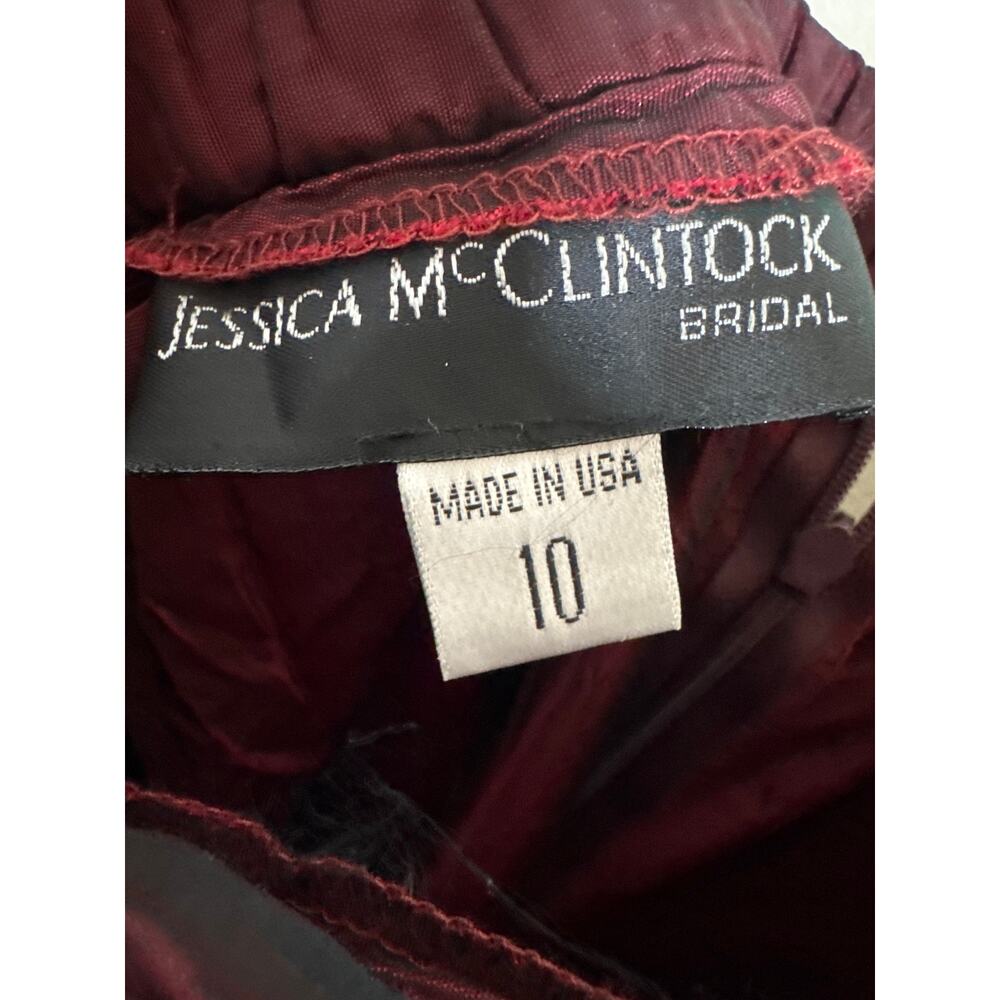 VTG Jessica McClintock Burgundy Taffeta Maxi Skirt Y2K Prom Dark Romance Sz10 - Picture 4 of 7